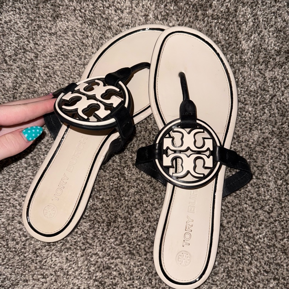 Tory Burch Black and Cream Sandals